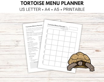 Tortoise Menu Planner, Sulcata Tortoise Care, Reptile Live Feeding Log, Planner Insert, Digital Planner Compatible