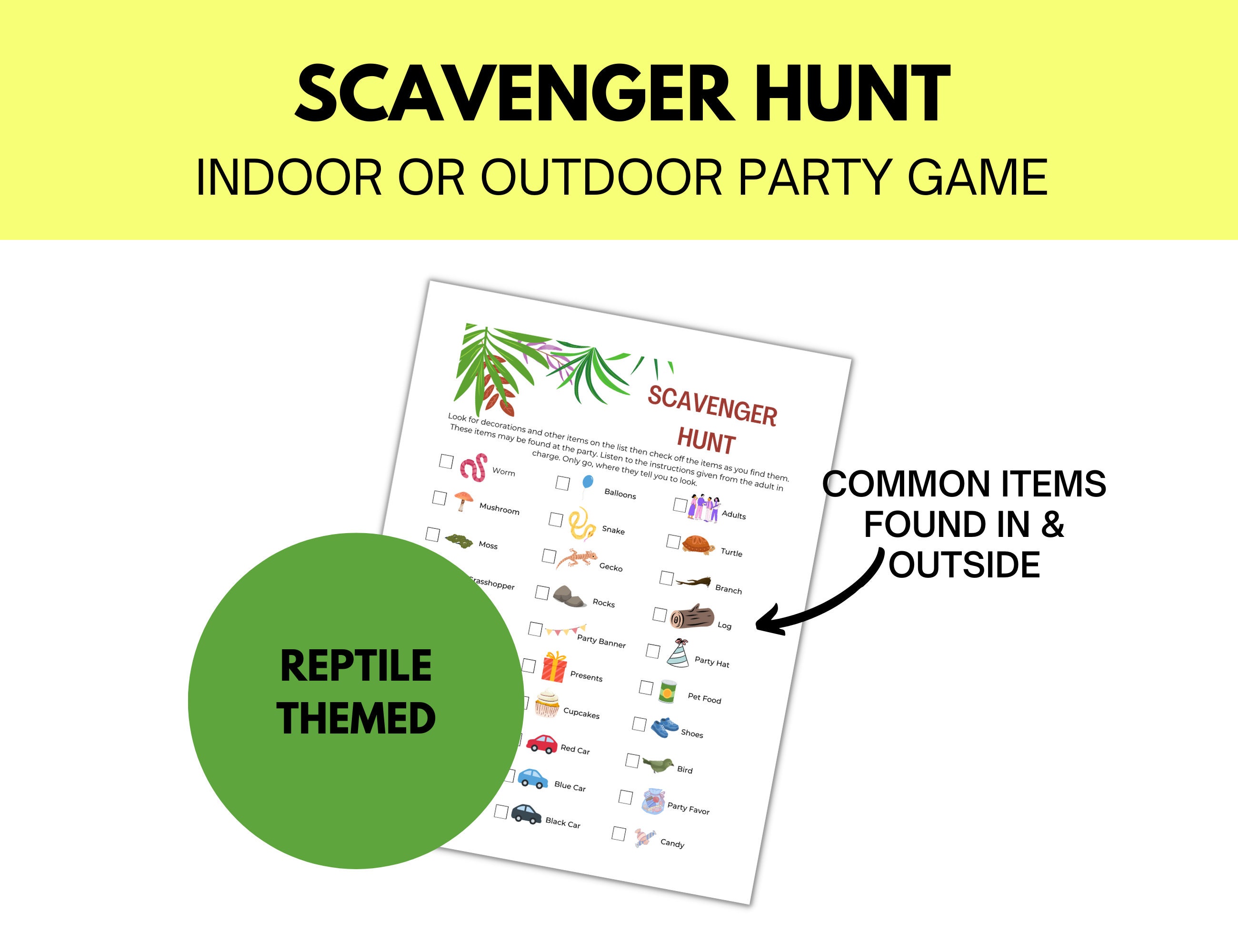 Reptile Birthday Party Games, Kid Icebreaker Game, Reptile BINGO