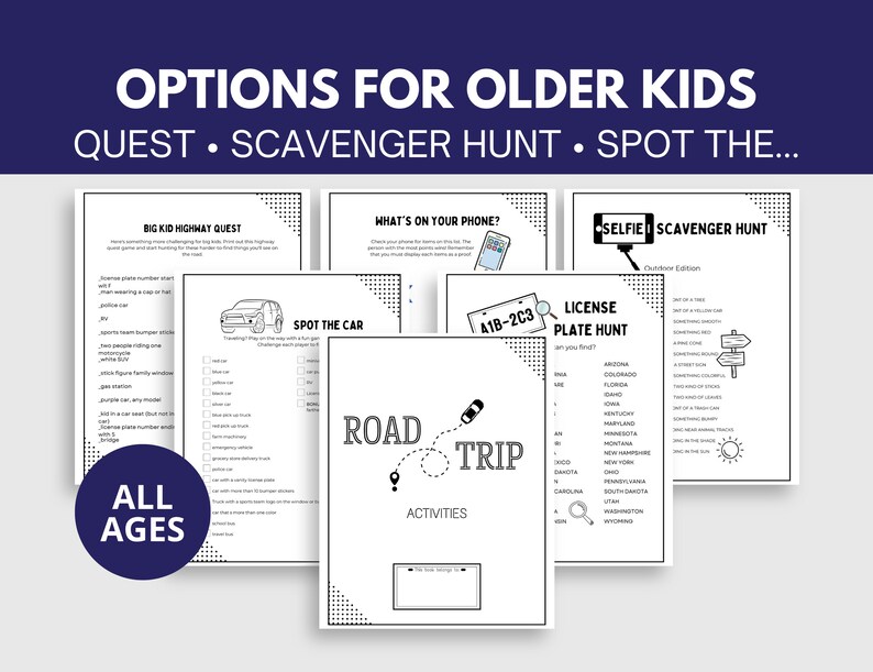 Printable Family Games, Road Trip Adventure Bundle, Road Trip Fun Pack: Printable Vacation Car Games image 2