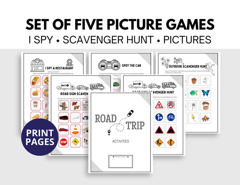 Printable Family Games, Road Trip Adventure Bundle, Road Trip Fun Pack: Printable Vacation Car Games image 6