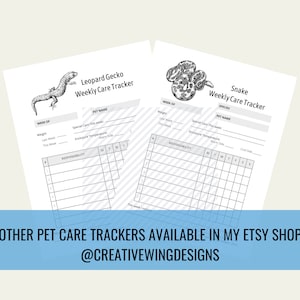 Reptile Chore Chart, Bearded Dragon Care Tracker, Pet Feeding Log Planner Insert image 9