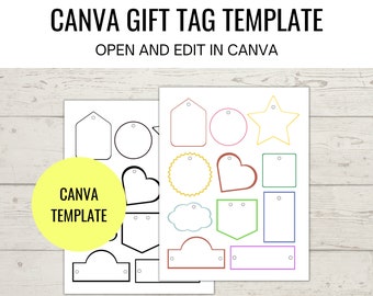 Canva Gift Tag Template, Design your own gift tags, Editable Gift Tags
