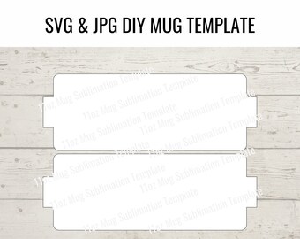 SVG Mug Template, Sublimation Mug Template, Customizable Mug Press Layout, Printable Mug Design