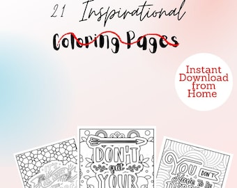 Inspirational coloring pages, color page download, printable coloring pages, inspirational digital download, digital coloring pages