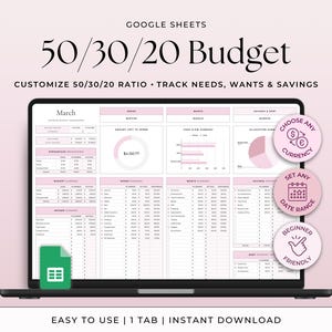 50/30/20 Budget Tracker Paycheck Budget Planner Weekly Budget Template Biweekly Budgeting Spreadsheet 70/20/10 Budget Google Sheets Budget