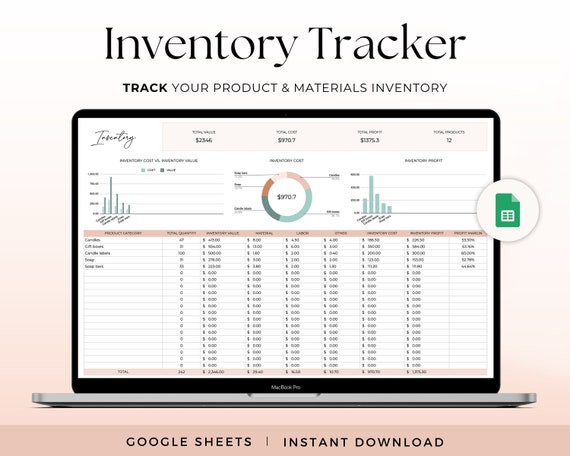 Inventory Tracker Spreadsheet Inventory Management Inventory Sheet Product Inventory Business Spreadsheet Inventory Template Sell on Etsy