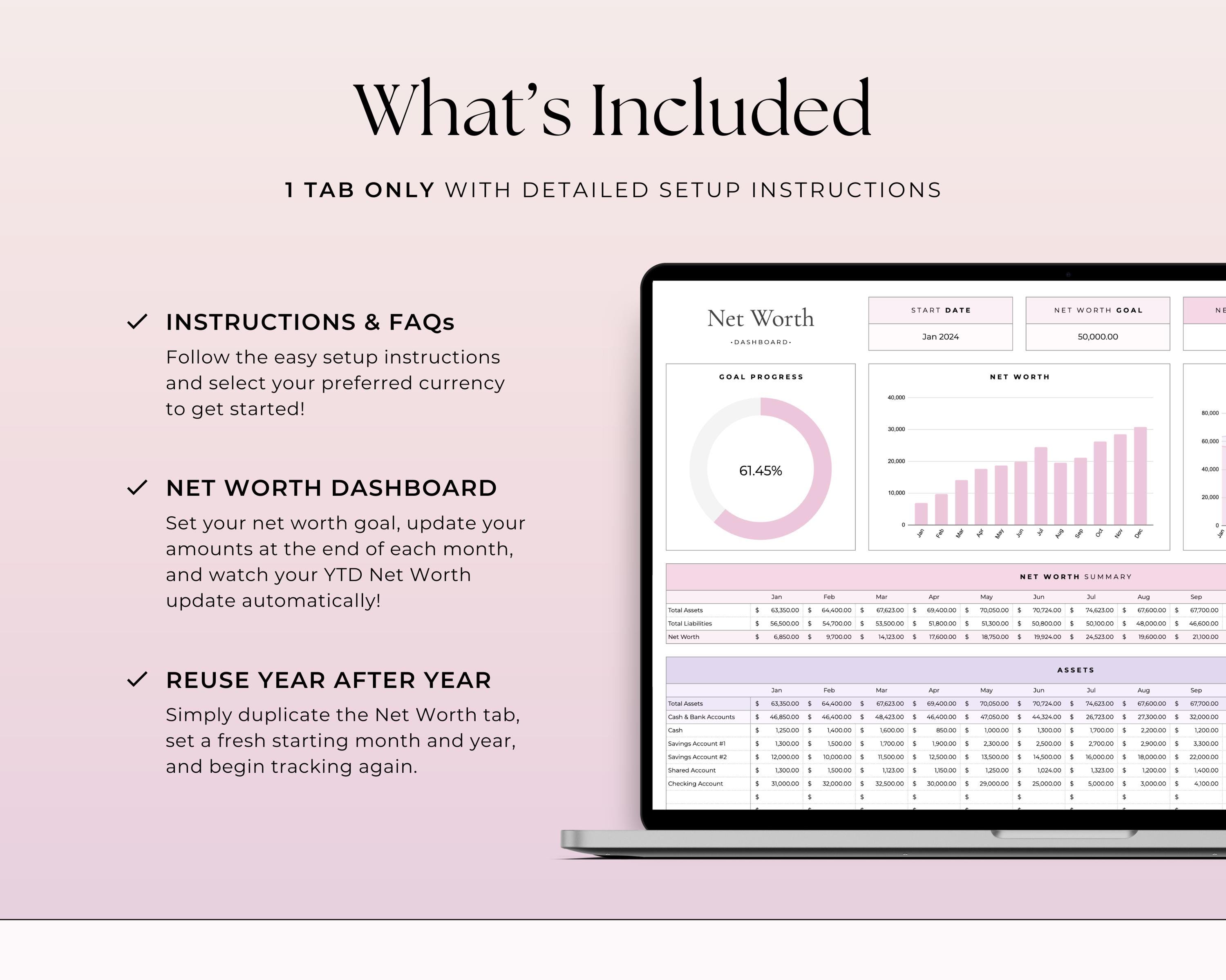 Net Worth Tracker Spreadsheet for Google Sheets Net Worth Planner ...