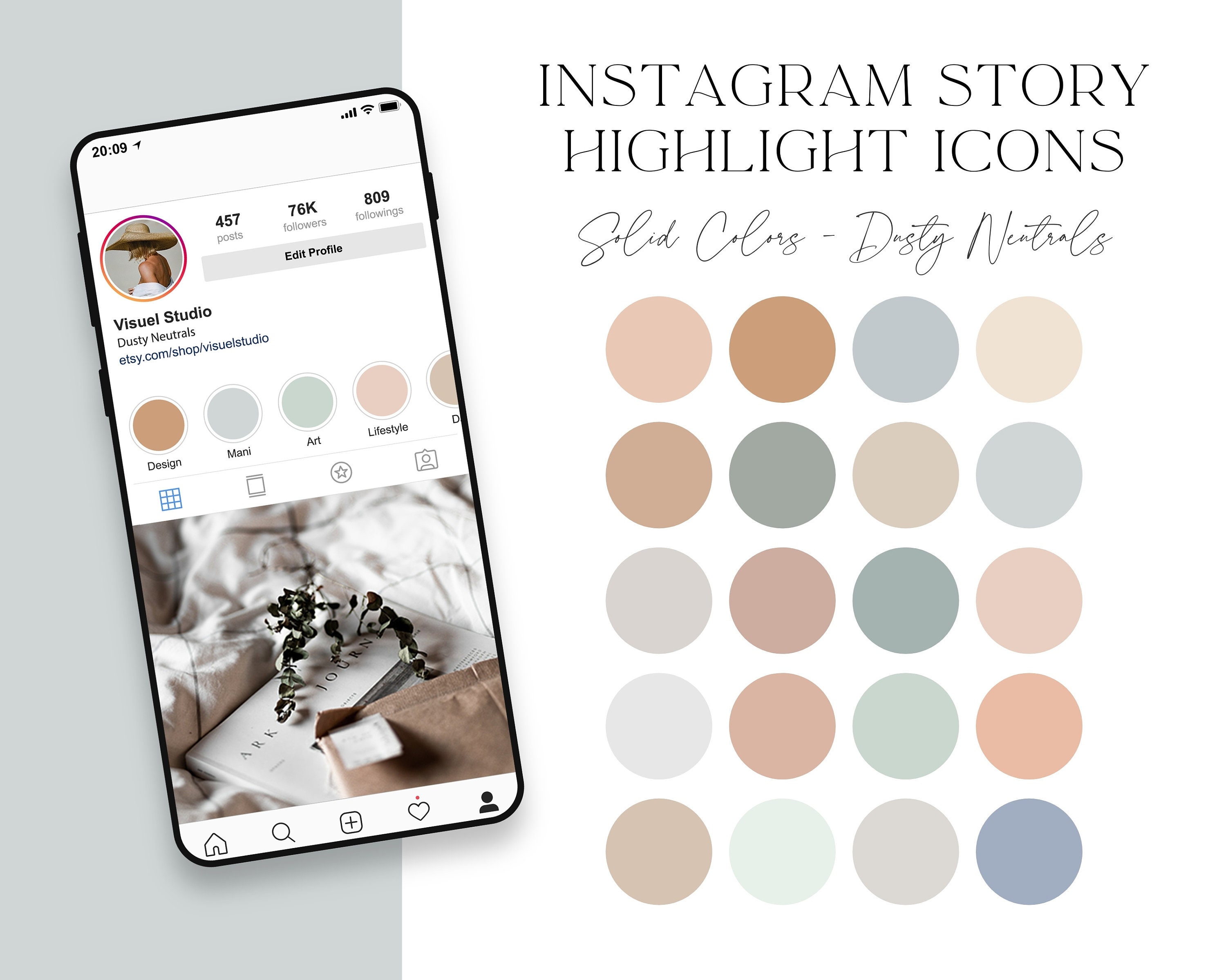 20 Minimalist Instagram Highlight Icons Neutral Colors | Etsy