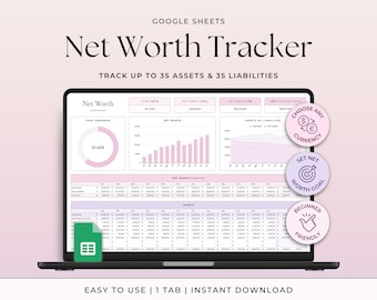 Net Worth Tracker Spreadsheet for Google Sheets Net Worth Planner Annual Net Worth Calculator Wealth Tracker Assets & Liabilities Template