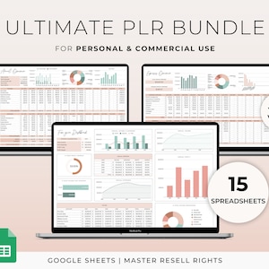 PLR Spreadsheets Bundle for Google Sheets Master Resell Rights Commercial License PLR Templates Budget Spreadsheets image 1