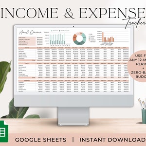 Annual Income and Expense Tracker Zero-Based Budget Spreadsheet Annual Budget Template Spending Tracker Yearly Budget Google Sheets