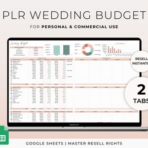 PLR Wedding Budget Spreadsheet for Google Sheets Master Resell Rights Commercial License PLR Templates Budget Spreadsheets Wedding Planner