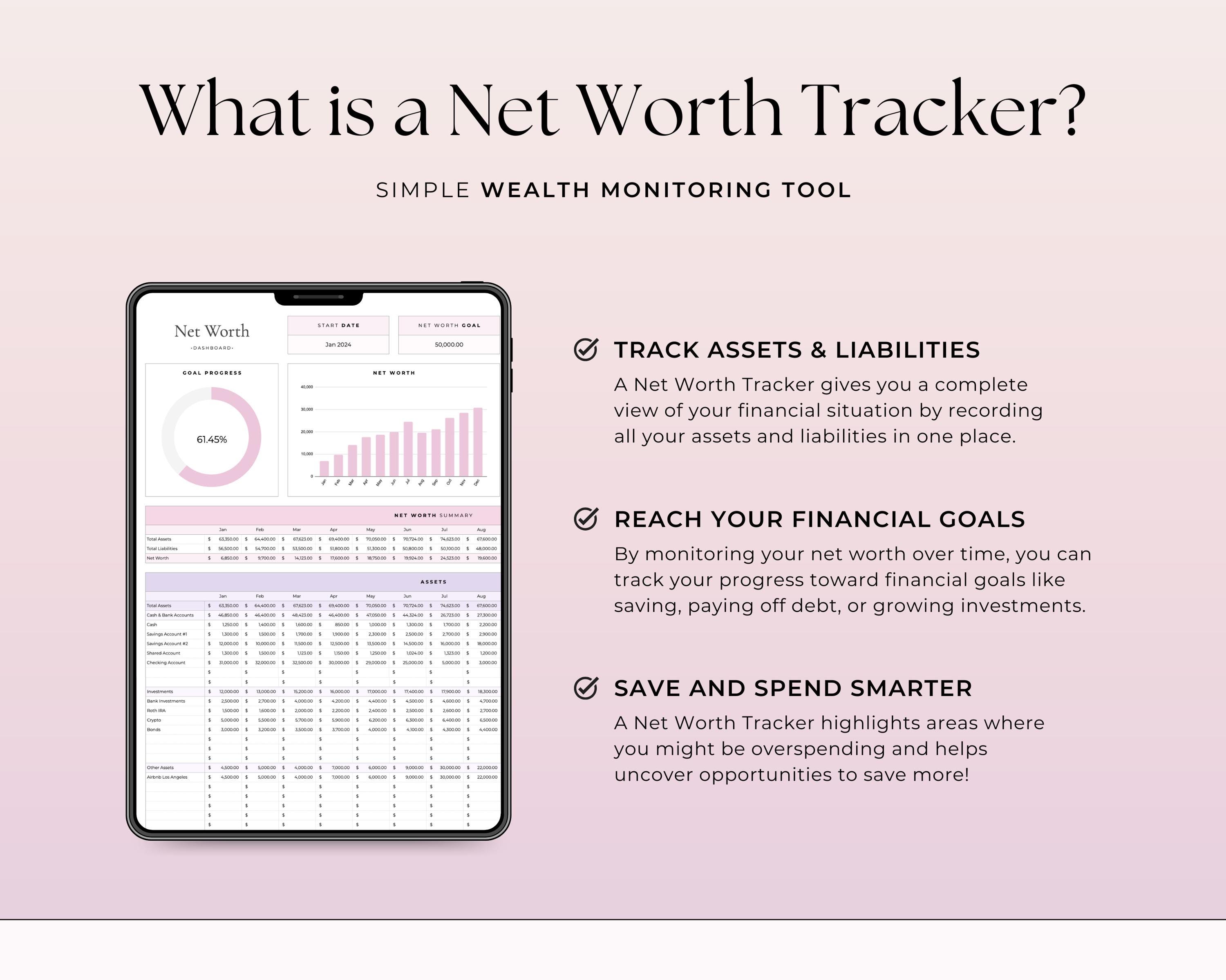Net Worth Tracker Spreadsheet for Google Sheets Net Worth Planner ...