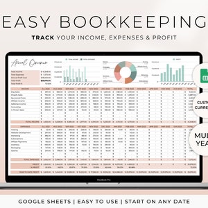 Small Business Bookkeeping Spreadsheet Bookkeeping Small Business Supplies Sales Tracker Business Planner Accounting Ledger Profit and Loss