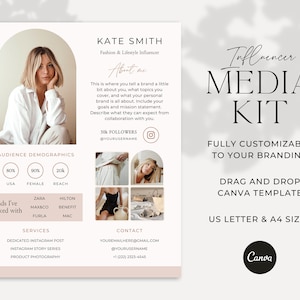 1 Page Media Kit Template Influencer Media Kit Blogger Planner Instagram Influencer Media Press Kit Canva Template Single Page Media Kit