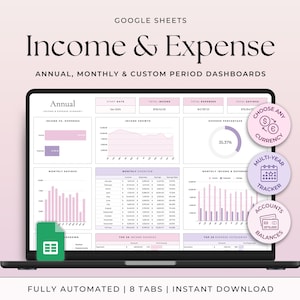 Income and Expense Tracker Spreadsheet Personal Financial Planner Google Sheets Monthly Expense Tracker Small Business Finance Template