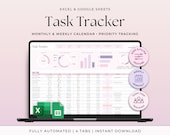 Task Tracker Spreadsheet Google Sheets Excel Digital To-Do List Productivity Template Task Manager Work Organization Team Project Manager