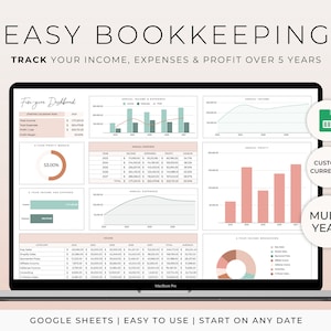 Bookkeeping Spreadsheet Small Business Accounting Spreadsheet Sales Tracker Business Planner Sales Tax Tracker Revenue Tracker Profit Margin