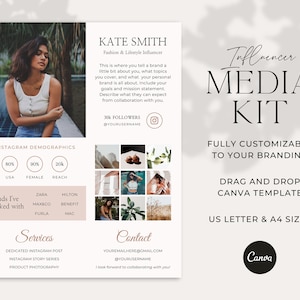 Media Kit Template Influencer Media Kit Blogger Media Press Kit Canva Template One Page Instagram Media Kit Rate Sheet Digital Products