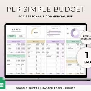 PLR Budget Template for Google Sheets Master Resell Rights Commercial Use PLR Monthly Budget Financial Planner Budget Planner Spreadsheet
