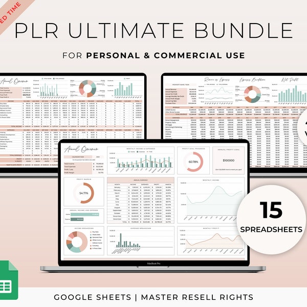 Master Resell Rechte Spreadsheets Bundle für Google Sheets Kommerzielle Nutzung PLR Budget Vorlagen PLR Planer Privatmarke
