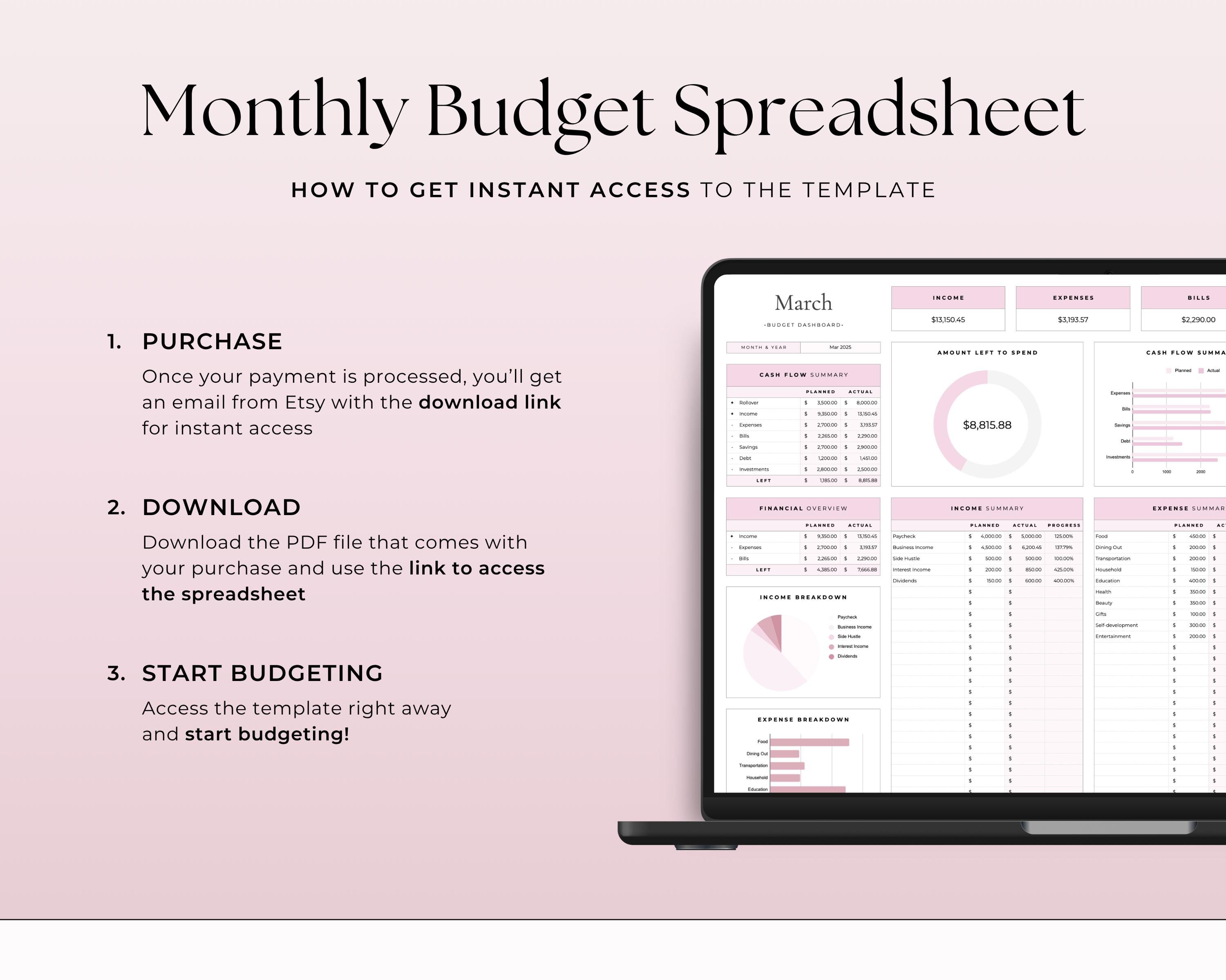 Monthly Budget Template Google Sheets Personal Finance Spreadsheet ...