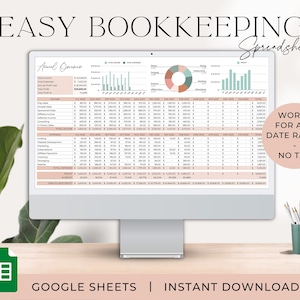Bookkeeping Spreadsheet Small Business Bookkeeping Template Income and Expense Tracker Profit and Loss Report Accounting Ledger Template