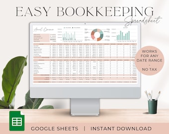 Bookkeeping Spreadsheet Small Business Bookkeeping Template Income and Expense Tracker Profit and Loss Report Accounting Ledger Template