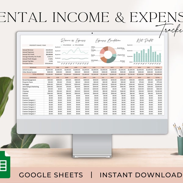 Rental Income and Expense Tracker Income Statement Spreadsheet Property Management Rental Property Bookkeeping Rental Host Google Sheets