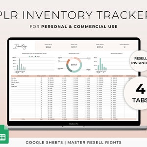 PLR Inventory Tracker Master-doorverkooprechten Commercieel gebruik PLR-sjabloon Commerciële licentie Google Spreadsheets