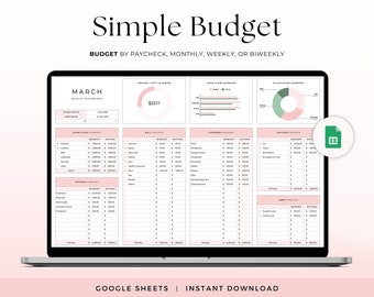 Budget Planner for Google Sheets Monthly Budget Spreadsheet Weekly Budget Template Biweekly Budget Template Paycheck Budget Bill Tracker