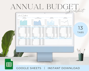 Annual Budget Spreadsheet Yearly Budget Planner Financial Planner Expense Tracker Google Sheets Budget Template Personal Finance Tracker