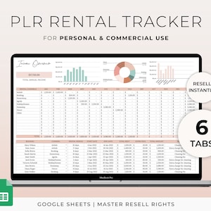 PLR Rental Property Spreadsheet Master Resell Rights Commercial Use PLR Template Commercial License Google Sheets PLR Product