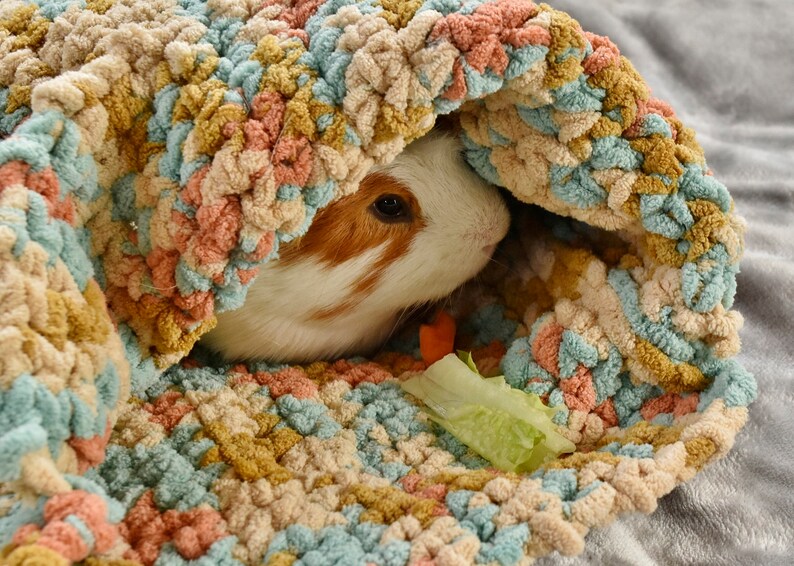 Midnight Ocean Hidey Small Size Guinea Pig Comfort Blanket and Bed Handmade Crocheted Snuggle
