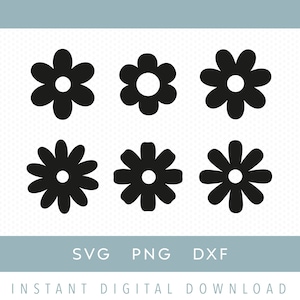 Pacchetto svg Daisy in bianco e nero, Daisy png, download digitale istantaneo