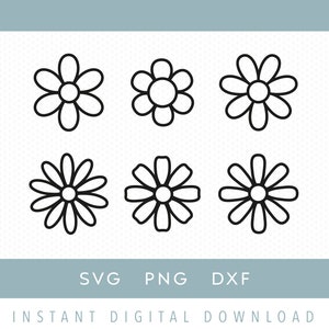 Bundle svg Daisy, Daisy Outline png, Téléchargement numérique instantané