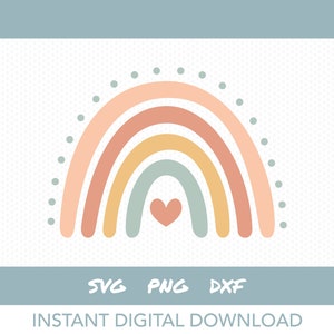 Boho Arco-Íris svg | Arco-íris desenhado à mão com coração | Download digital instantâneo