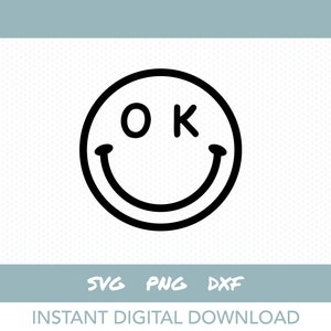 OK rosto sorridente svg | OK contorno do rosto | Download digital instantâneo