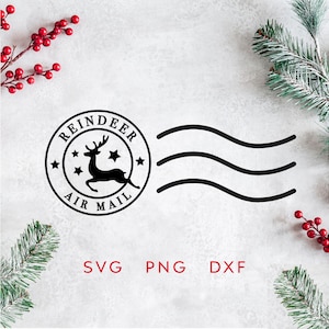 Reindeer Mail Stamp SVG | North Pole Christmas Express Delivery Sticker | Instant digital download