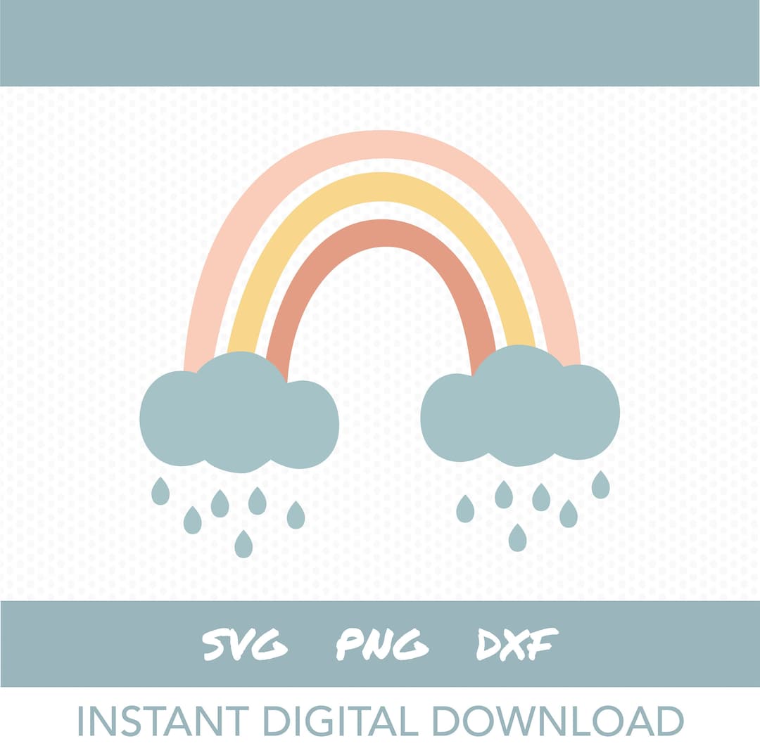 Boho Cloud Rainbow Svg Hand Drawn Rainbow With Clouds - Etsy Australia