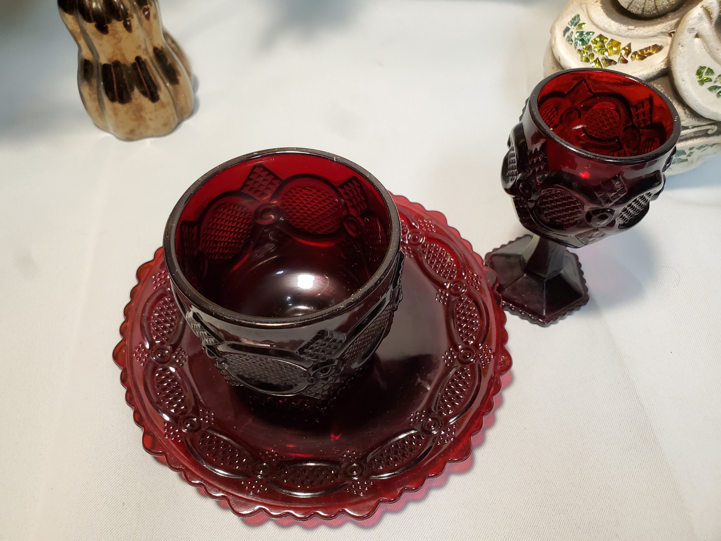 Avon Ruby Red Dish Set Etsy