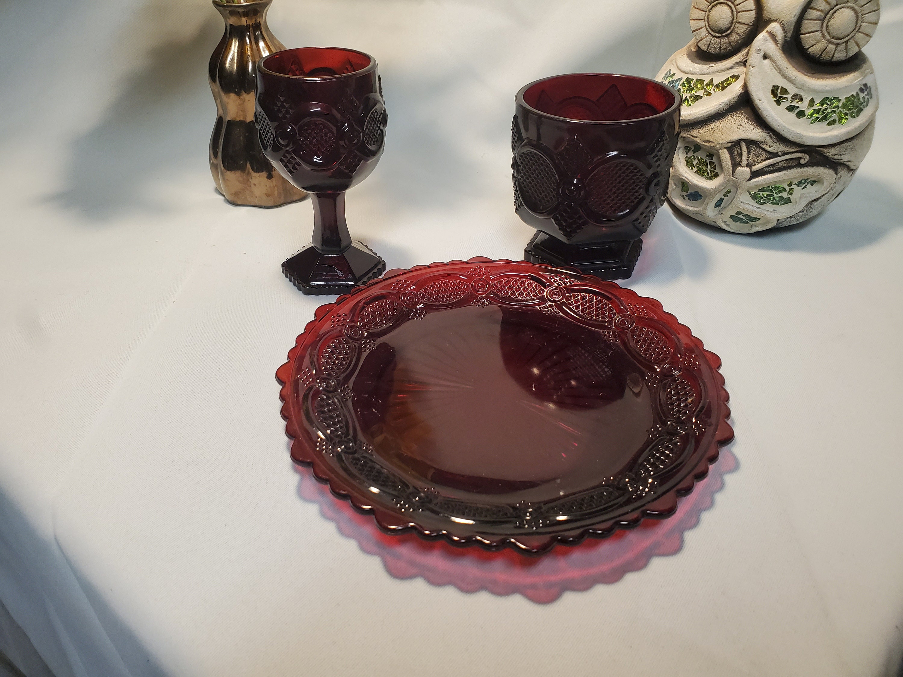 Avon Ruby Red Dish Set Etsy