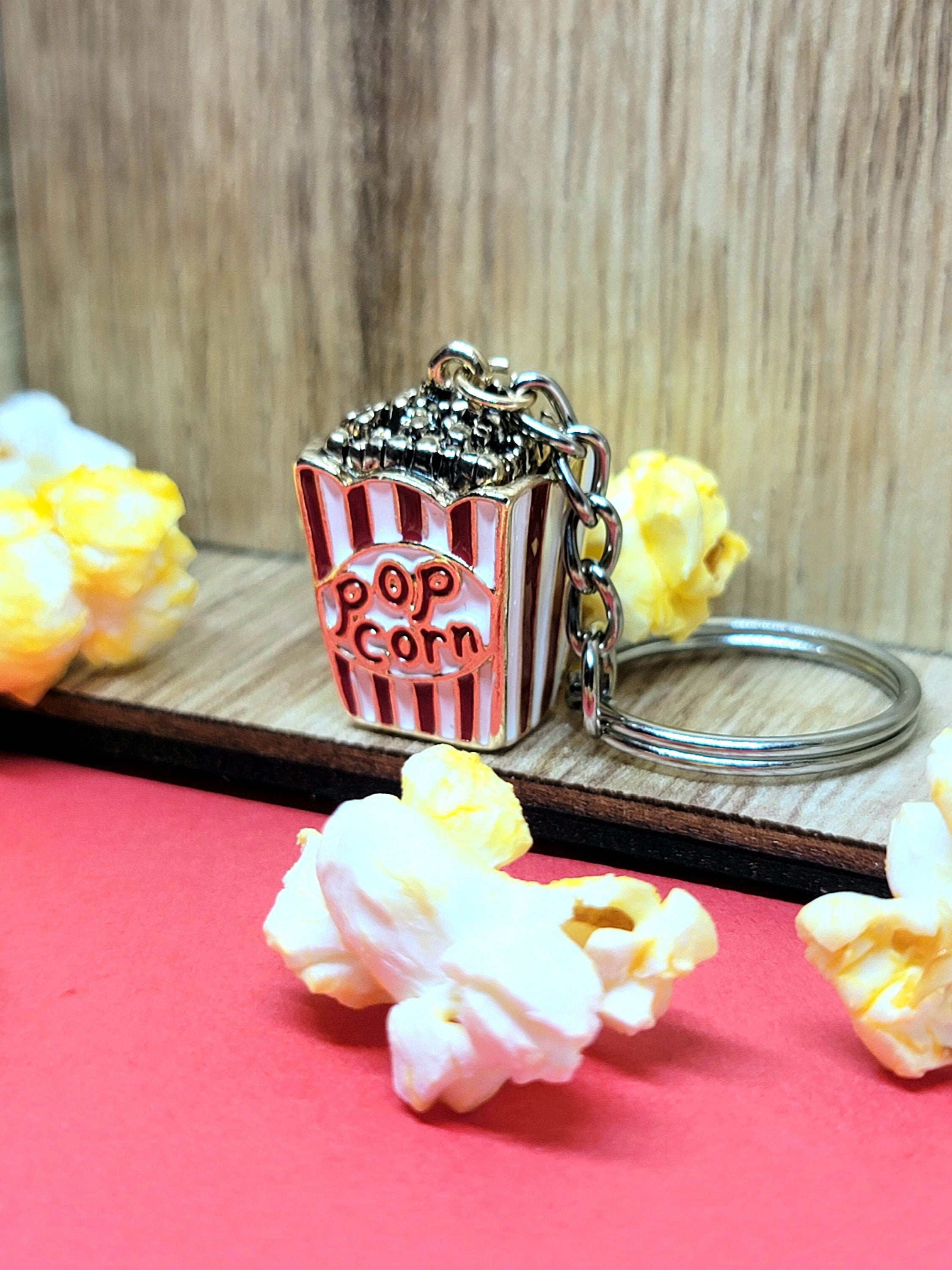 Golden Popcorn Keychain Movie Theatre Popcorn Keychain Solid Etsy