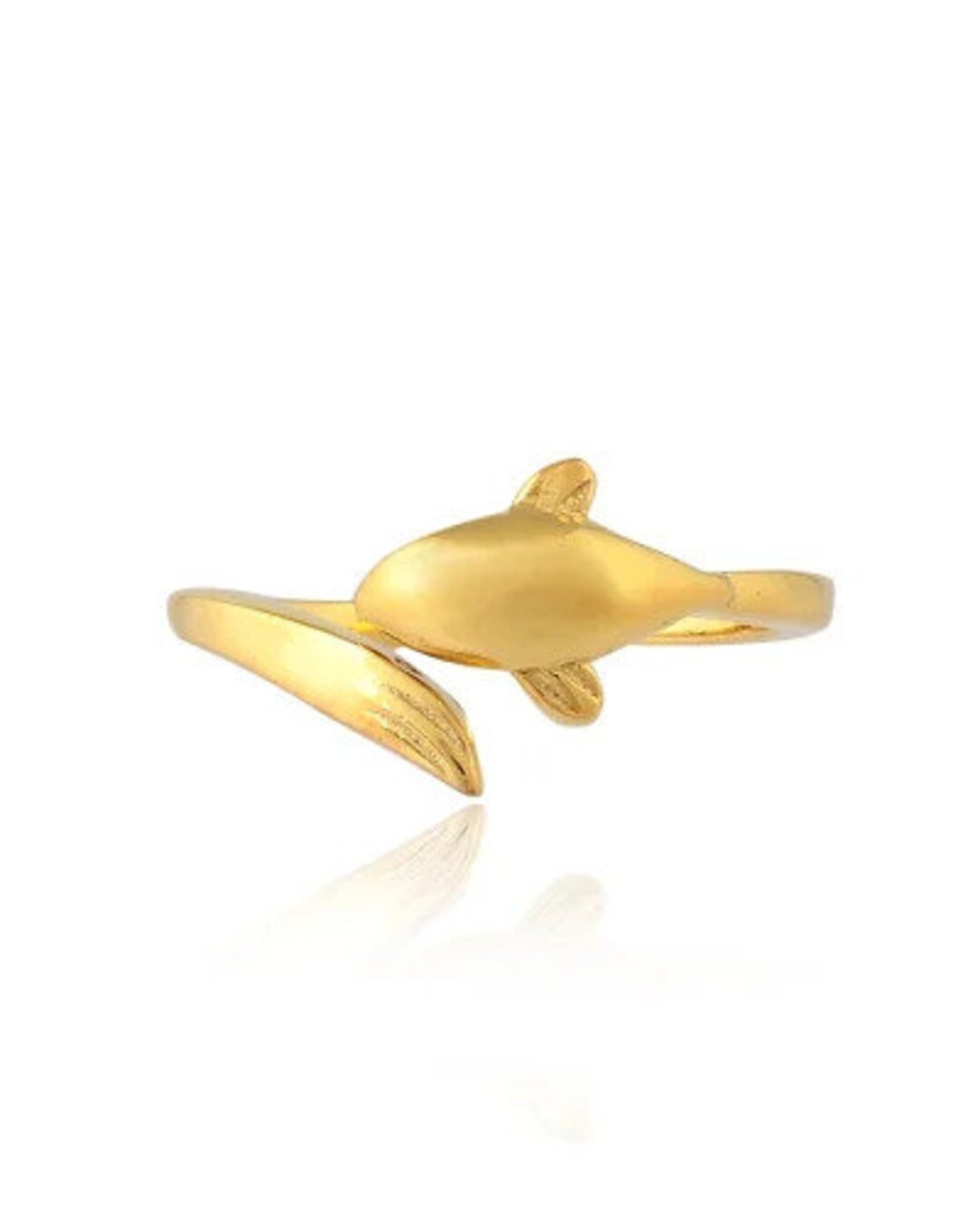 Gold Plated Fish Ring, Ocean Fish Adjustable Ring, Unique Brass Fish ...