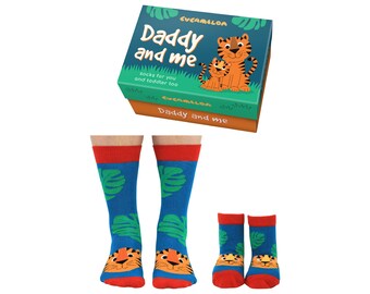 Daddy and Me Socks for Daddy and toddler, Gift for Daddy, Sock Gift set, Daddy and Baby, Tiger Socks, Funky Socks, Matching Sock Set