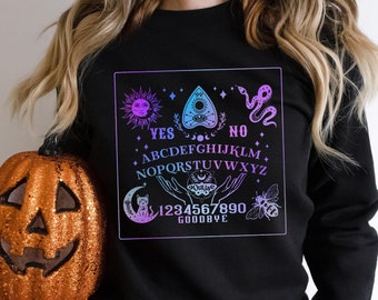 Ouija Board Faux Iridescent Shirt | Spiritism Board Sweatshirt | Witchy Pullover