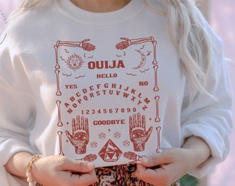 Ouija Board Sweatshirt | Witchy Pullover | Planchette | Spirit Board | Lustige Halloween Party | Weihnachtsgeschenk für Sie | Hexe Geschenk