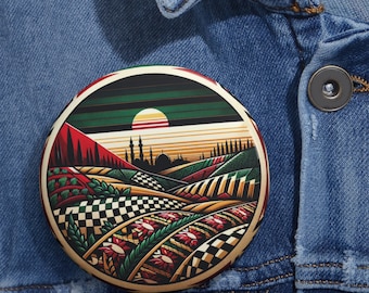 Fin del genocidio, Pin de Gaza libre - Arte tradicional palestino por la justicia - Botón de metal
