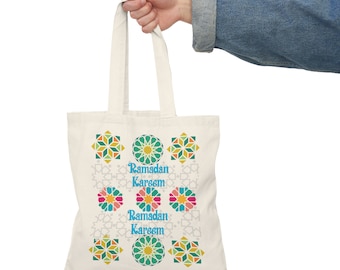 Ramadan Natural Tote Bag - Ramadan Kareem Canvas Tote Bag - Muslimah Gift - Muslim Gift Idea - Islamic Gift Idea - Hijabi Gift Idea