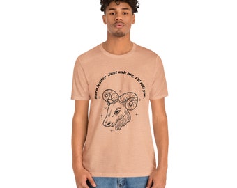 Ram Unisex Jersey Short Sleeve Tee, Zodiac Sign T-shirt, Astrologie Unisex Shirt, Horoscoop Graphic Tee, Ram Teken T-shirt, Verjaardagscadeau